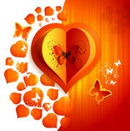 Valentine's day card with hearts and butterflies