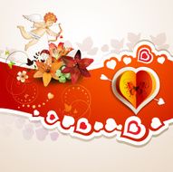 Valentine's day card with hearts and lilies N5