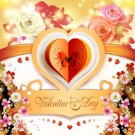 Heart with butterfly and roses for Valentine's