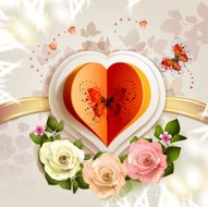 Heart with butterfly and roses for Valentine's N2