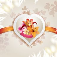 Valentine's day card with hearts and lilies N6