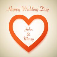 Happy Wedding Day Vector Background with Heart Love Shape Roman