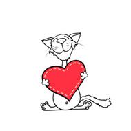 happy kitten hugging a heart N2
