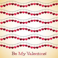 Wavy hearts Valentine&#039;s Day card in vector format