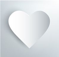 vector white paper heart with shadow N2