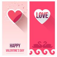 Valentine Day Romantic Love Greeting Card Set Flat Vector Illustration