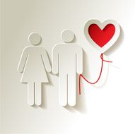 Valentine's Day postcard couple with balloon heart