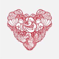 vector ornamental vintage beautiful heart isolated N2