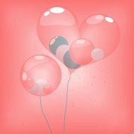 Sphere ballons inside heart balloon
