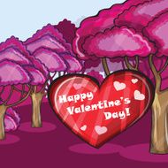 Pink forest with hearts