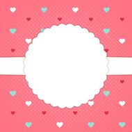 Red template card with blue red and white hearts N2
