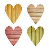 Set of wooden watercolor hearts