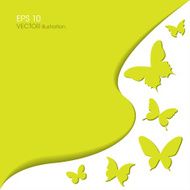 Paper butterflies on a green background