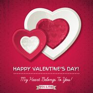 red background with two valentine hearts and wishes text