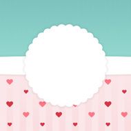 Blue and pink stripped card template with hearts N2