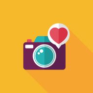 Valentine's Day photo camera flat icon with long shadow eps10 N7