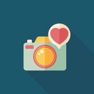 Valentine's Day photo camera flat icon with long shadow eps10 N8