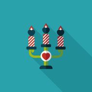 Valentine's Day candle flat icon with long shadow eps10 N35