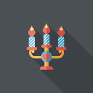 Valentine's Day candle flat icon with long shadow eps10 N36