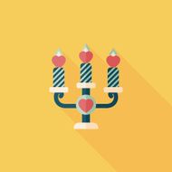 Valentine's Day candle flat icon with long shadow eps10 N38