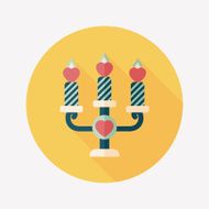 Valentine's Day candle flat icon with long shadow eps10 N42