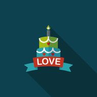 Valentine's Day cake flat icon with long shadow eps10 N22