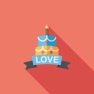 Valentine's Day cake flat icon with long shadow eps10 N23
