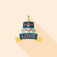 Valentine's Day cake flat icon with long shadow eps10 N24