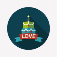 Valentine's Day cake flat icon with long shadow eps10 N25