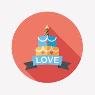 Valentine's Day cake flat icon with long shadow eps10 N26