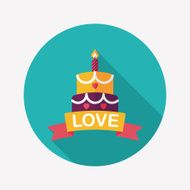 Valentine's Day cake flat icon with long shadow eps10 N27
