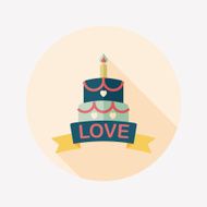 Valentine's Day cake flat icon with long shadow eps10 N28