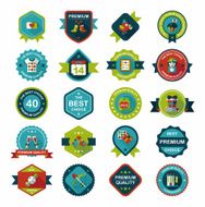 Valentineâs Day badge flat banner design background set eps10 N5