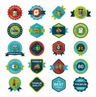 Valentineâs Day badge flat banner design background set eps10 N11