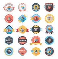 Valentineâs Day badge flat banner design background set eps10 N13
