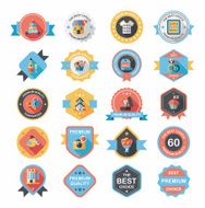 Valentineâs Day badge flat banner design background set eps10 N19