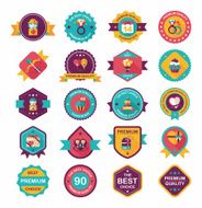 Valentineâs Day badge flat banner design background set eps10 N28