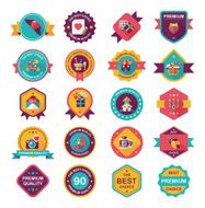 Valentineâs Day badge flat banner design background set eps10 N29