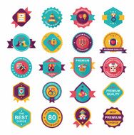 Valentineâs Day badge flat banner design background set eps10 N34