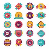 Valentineâs Day badge flat banner design background set eps10 N35