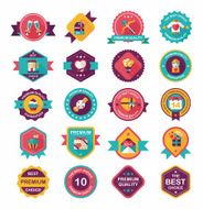Valentineâs Day badge flat banner design background set eps10 N36