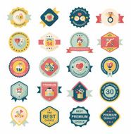 Valentineâs Day badge flat banner design background set eps10 N42