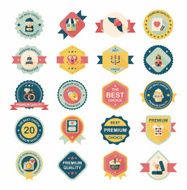 Valentineâs Day badge flat banner design background set eps10 N43