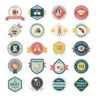 Valentineâs Day badge flat banner design background set eps10 N47