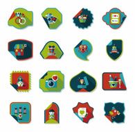 Valentineâs Day sticker banner flat design background set eps