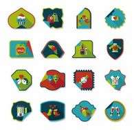 Valentineâs Day sticker banner flat design background set eps N2