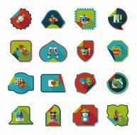 Valentineâs Day sticker banner flat design background set eps N5
