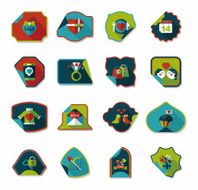 Valentineâs Day sticker banner flat design background set eps N6