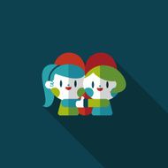 Valentine's day couple flat icon with long shadow eps10 N33