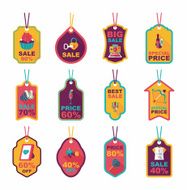 Valentineâs Day tag banner flat design background set eps10 N29